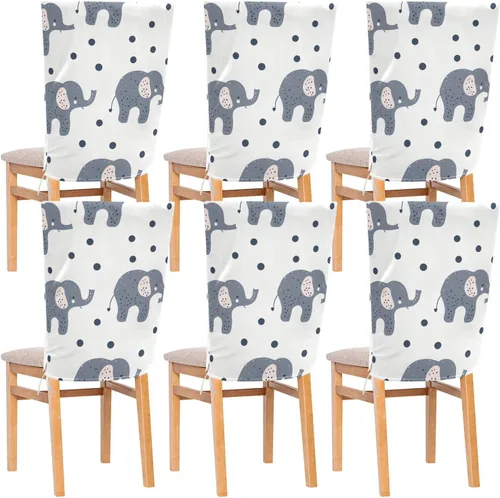Juego de 6 fundas decorativas minimalistas para sillas de comedor con diseño de elefante, antipolvo, para sillas de comedor