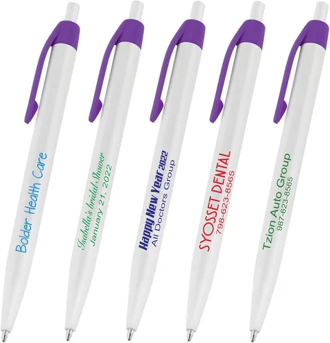 Miniatura 15 de (50 bolígrafos blancos) impresos en Estados Unidos, bolígrafo de tinta de escritura personalizado, impreso con tu logotipo y texto