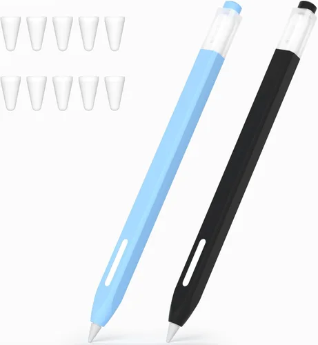 Paquete de 2 estuches compatibles con Apple Pencil Pro/Apple Pencil de 2ª generación, funda de silicona antideslizante, compatible con carga