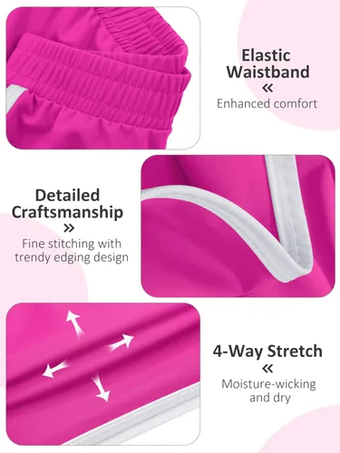 Miniatura 2 de Resinta Paquete de 5 pantalones cortos deportivos para niñas, pantalones cortos deportivos de fútbol para niños, de secado rápido, para gimnasio