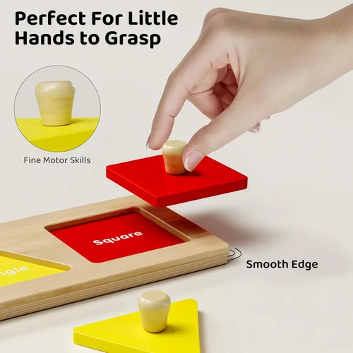 Miniatura 4 de Primer Rompecabezas de Formas de Madera con Perillas Jumbo para Niños Pequeños de 1-3, Juguetes de Rompecabezas Montessori para Niños de 1-2 Años