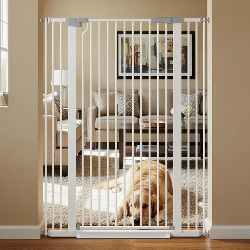 Puerta para gatos extra alta de 51.18 pulgadas, puerta ajustable para mascotas para puertas y escaleras de 29.5 a 40.5 pulgadas de ancho, puerta de