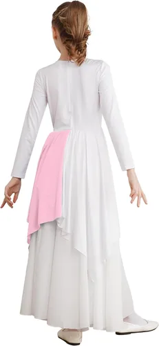 Miniatura 44 de CHICTRY Vestido de baile lírico sin mangas asimétrico para niñas, disfraz de adoración litúrgica contemporánea
