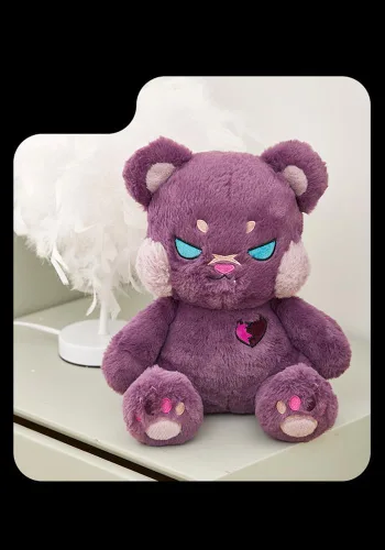 Miniatura 3 de ELAINREN Oso de peluche morado gótico, animales de peluche espeluznantes de Halloween Oso de peluche de decoración de regalo/30 cm