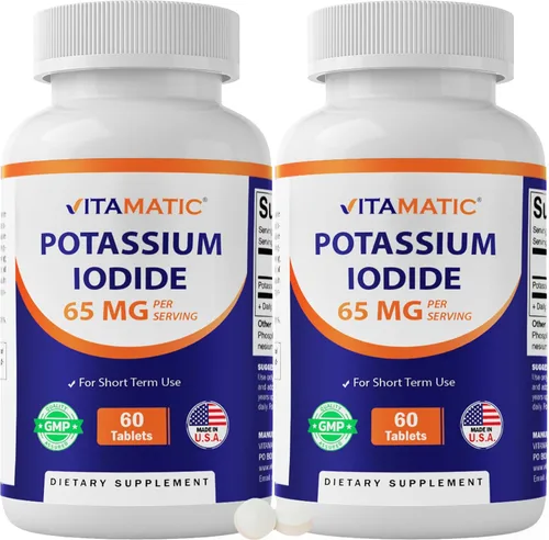 Vitamatic Yoduro de potasio 65 mg por porción – 60 tabletas – Apoyo tiroideo – píldoras KI (60 unidades (paquete de 2))