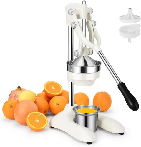 TONGCHANT Exprimidor de hierro fundido, prensa de cítricos resistente de 19 pulgadas de alto con doble patrón | Exprimidor manual para naranja limón