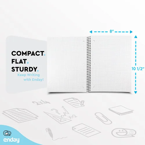 Miniatura 5 de Emraw Enday - Cuaderno de papel cuadriculado (paquete de 4), cuaderno de espiral de papel cuadriculado, cuaderno de gráficos, cuaderno de papel