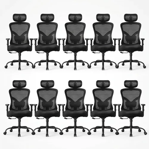 Miniatura 13 de NOBLEWELL - Silla de oficina ergonómica con respaldo alto de malla, para computadora, con soporte lumbar, descansabrazos, respaldo y reposacabezas