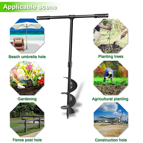 Miniatura 7 de LONGRUN Broca manual de excavación de agujero de jardín, taladro manual para plantar, maceta en espiral para bombilla, flor, árbol, plántulas