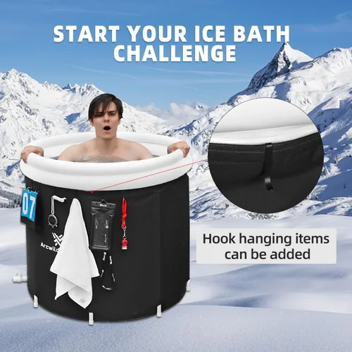 Miniatura 7 de Bañera fría de aluminio – Tina de baño de hielo XL de 130 galones para atletas, vaina de hielo reflectante del calor con cubierta, forro