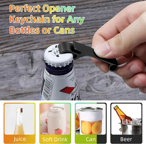 Miniatura 4 de Paquete de 100 llaveros de metal negro para abrebotellas, pequeño abrebotellas para regalo de fiesta (negro, 100 unidades)