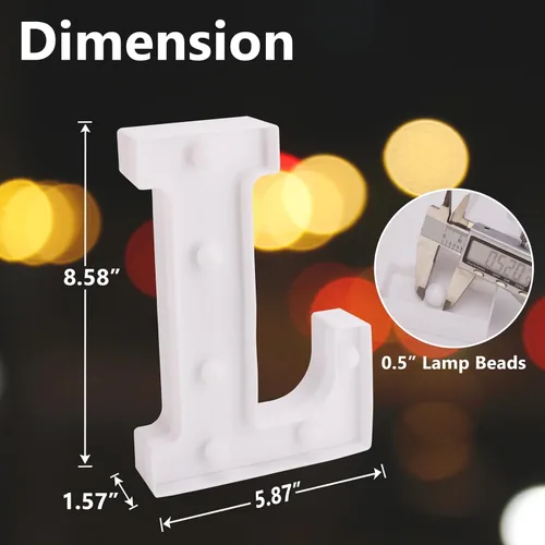 Miniatura 2 de Letrero LED de marquesina, letras iluminadas del alfabeto, letras LED que funcionan con pilas, para luz nocturna, bodas, cumpleaños, fiestas, Letra L