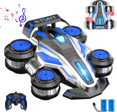 Coche de acrobacias de deriva con control remoto, autos RC de luz y música, auto suspendido de rotación de 360°, 2.4G, autos de control remoto 4WD,