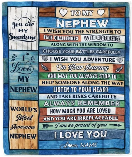 Miniatura 11 de Manta personalizada con texto en inglés «To My Nephew from Aunt Auntie Uncle You Will Never Lose Lion Nephew, cumpleaños, graduación, Navidad, manta
