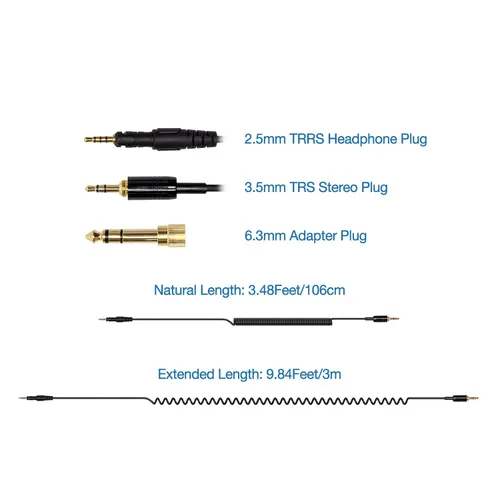 Miniatura 4 de Cable de audio DJ de 4 polos de pasos largos compatible con Pioneer HDJ-X5 X7 S7 CUE1 Auriculares Alambre Dj de resorte en espiral extendido