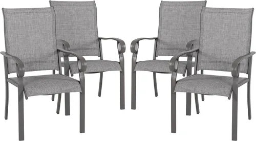 Miniatura 16 de NUU GARDEN Juego de 2 sillas de comedor para patio, sillas de comedor al aire libre con marco recubierto de polvo, sillas de comedor de metal
