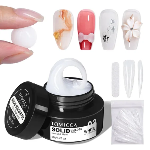 Miniatura 8 de TOMICCA Gel Duro 3D para Arte de Uñas Gel Constructor Sólido para Uñas 50g Gel de Uñas 3D Gel de Escultura para Arte de Uñas No Pegajoso Mano Gel