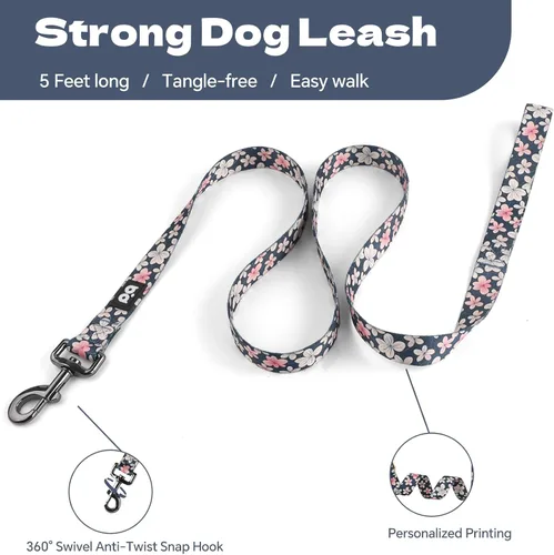 Miniatura 4 de QQPETS Juego de correa de arnés para perro, ajustable, resistente, sin tirones, arnés halter para perros de razas pequeñas, medianas y grandes, clip