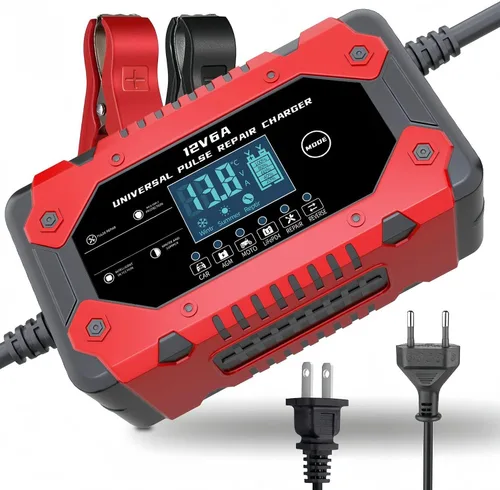 Miniatura 2 de Cargador de Batería 6-Amp 12V Cargador de Batería Inteligente Automático de Goteo, Mantenedor de Batería Desulfador con Compensación de Temperatura