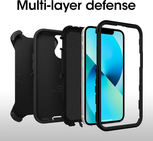 Miniatura 3 de OtterBox Funda para iPhone 13 mini y iPhone 12 mini Defender Series, color negro, resistente y duradero, con protección de puerto, incluye soporte