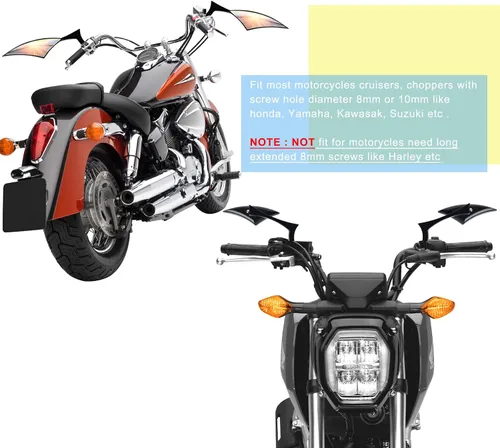 Miniatura 5 de Nifeida Espejos Laterales Negros en Forma de Hoja para Motocicleta, Espejos Laterales Convexos para Motocicleta Compatibles con Harley Cruiser