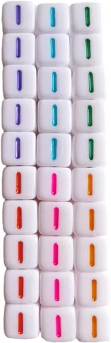 Miniatura 21 de Xeahung 200 cuentas de letras acrílicas cuadradas multicolor para hacer joyas, llaveros de bricolaje, collares, pulseras, decoraciones