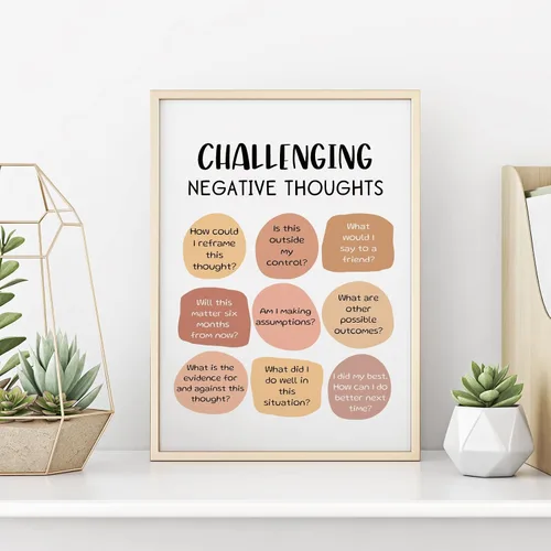 Miniatura 4 de AnyDesign 9 pósteres de salud mental de 11 x 14 pulgadas, póster bohemio de psicología motivacional, terapia de ansiedad, lienzo sin marco, arte