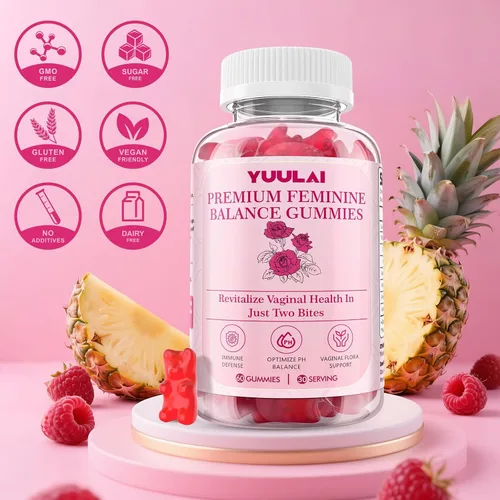 Miniatura 7 de Gomitas de equilibrio femenino premium, gomitas femeninas de piña hawaiana para mujeres, equilibrio de pH y salud vaginal, veganas, 60 gomitas
