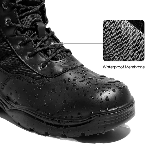 Miniatura 3 de NORTIV 8 Botas de trabajo tácticas impermeables para hombre, de cuero, para senderismo, militares, 6 pulgadas, botas de combate para motocicleta