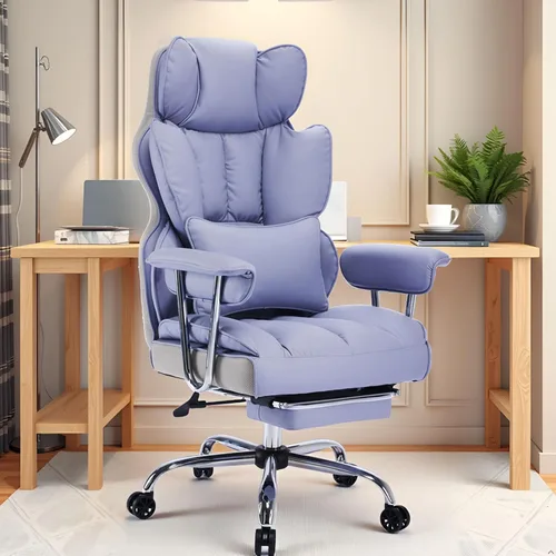 Miniatura 21 de Efomao Silla de oficina ejecutiva, silla de computadora acolchada suave con reposapiés, sillas de escritorio de tela para oficina en casa, sillas