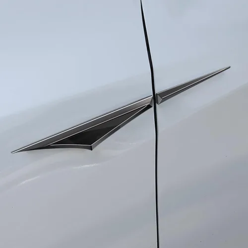 Miniatura 6 de Par de accesorios de metal 3D para automóvil para puertas laterales, hoja, calcomanías para guardabarros de automóvil, emblema de ala lateral, Negro