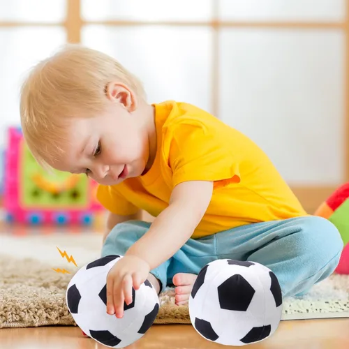 Miniatura 7 de Pelota de fútbol de felpa suave de 3 piezas con chirrido para niños, cumpleaños, deportes, fiesta, regalos, decoración de habitación y dormitorio