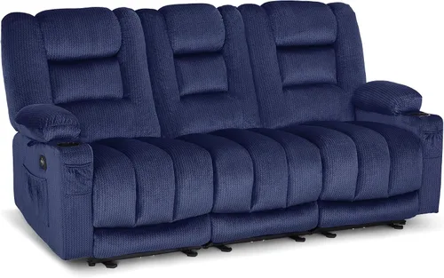 Miniatura 13 de MCombo PR648SET - Sofá reclinable eléctrico de gravedad cero de 55.9 pulgadas con masaje de calor y vibración, sofá biplaza reclinable con puertos