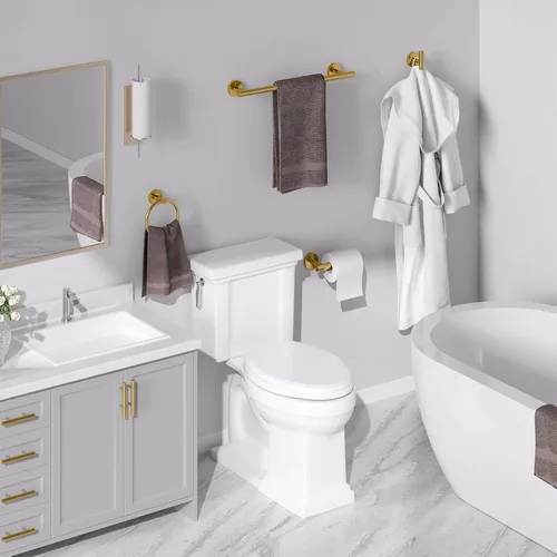 Miniatura 7 de USHOWER Juego de accesorios de baño de oro cepillado, juego de toallero de 18 pulgadas montado en la pared, juego de accesorios de baño de acero Oro
