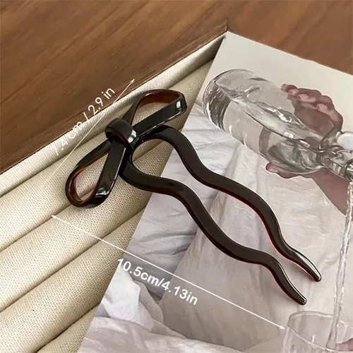 Miniatura 7 de Paquete de 5 horquillas de pelo francés, 4.1 pulgadas de acetato para mujer, horquilla de lazo, horquilla francesa en forma de U, horquillas