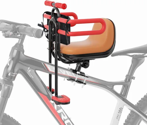 Miniatura 9 de XIEEIX Asiento de bicicleta para niños, portátil, retráctil, plegable, montado en la parte delantera, adecuado para niños de 1 a 3 años, asiento