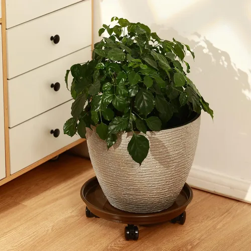 Miniatura 7 de Paquete de 5 organizadores grandes para plantas con ruedas de poliuretano, soportes rodantes de plantas de 12 pulgadas, base de rodillos de plástico