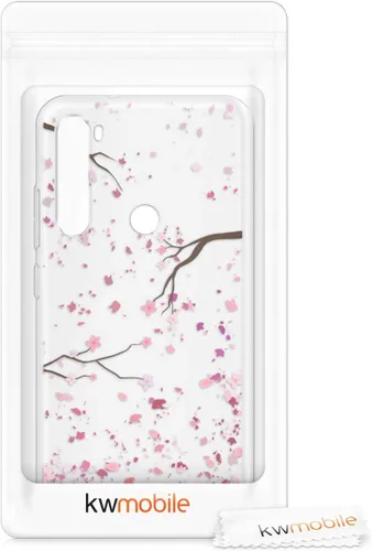 Miniatura 7 de kwmobile Funda transparente compatible con Xiaomi Redmi Note 8 (2019/2021) - Funda de teléfono de TPU suave - Flores de cerezo rosa/marrón