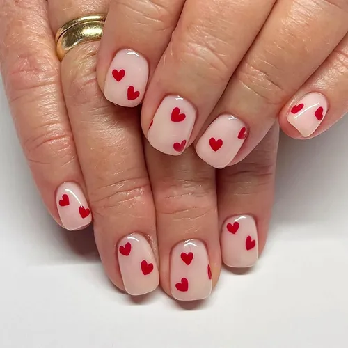 Miniatura 20 de Uñas postizas a presión para San Valentín, uñas postizas cortas cuadradas MABKJLF nude con diseños de labios, cobertura completa, pegamento