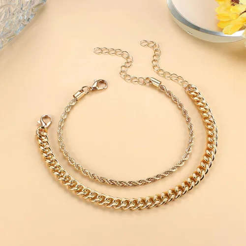 Miniatura 7 de FINREZIO 6 pulseras de cadena de oro para mujer, pulsera cubana con cuentas de eslabones de clip de papel, pulsera de cadena de cable grueso