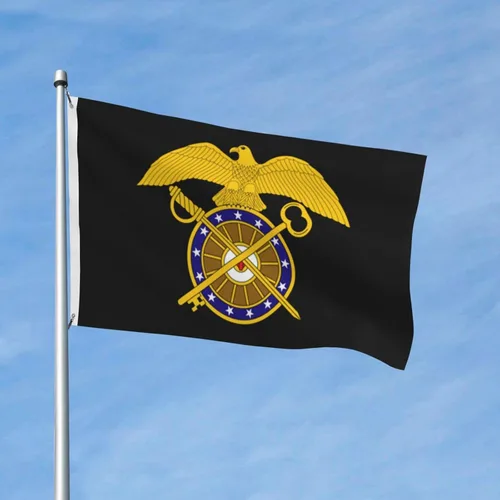 Miniatura 2 de Bandera de Insignia de rama del Cuerpo de Intendente de Estados Unidos, 3 x 5 pies, poliéster duradero de doble cara, divertida pancarta decorativa