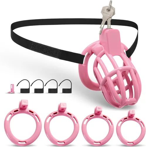 Miniatura 12 de Cinturón de Castidad Masculino Jaula para Pene - UTIMI Dispositivos de Correa de Castidad de Plástico Ajustable para Hombre Sissy Jaula de Ejercicio