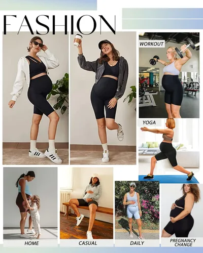 Miniatura 2 de BLONGW Pantalones cortos de maternidad para mujer sobre la barriga para verano, yoga, ciclismo, entrenamiento, correr, pantalones cortos