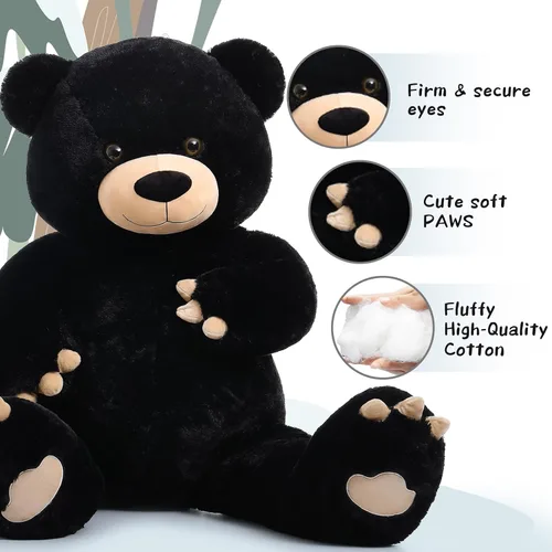 Miniatura 7 de MorisMos Oso de peluche gigante de 5 pies, 59 pulgadas, oso de peluche negro grande para decoración de fiesta de baby shower, regalo de animal