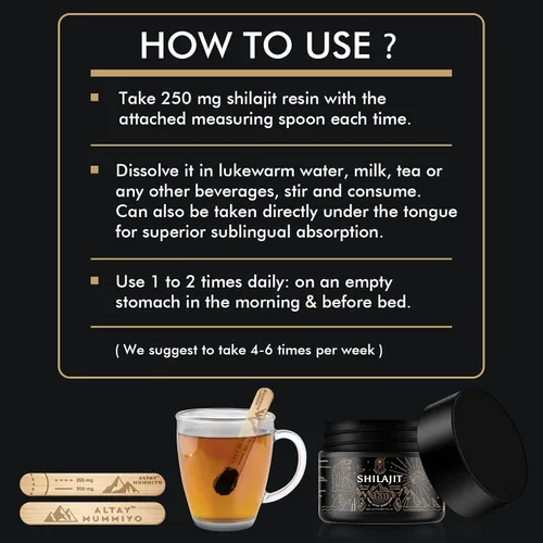 Miniatura 6 de ALTAY MUMMIYO Resina de Shilajit con Ácido Fúlvico y Minerales Traza, Shilajit Siberiano Original Puro con Suplemento de Ácido Húmico 85+