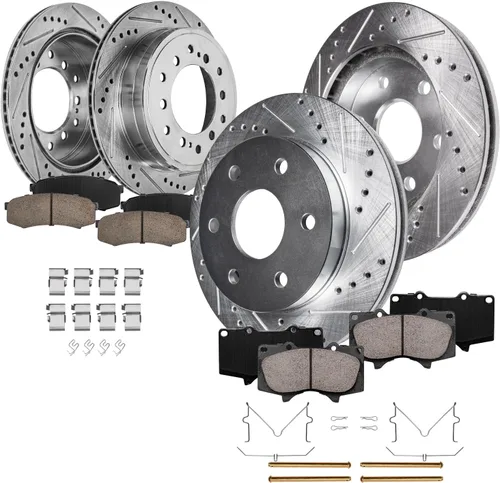 Miniatura 17 de Detroit Axle - Kit de frenos para Acura TSX 2009-2010 Honda Accord 2008-2011 Rotores de freno perforados y ranurados Pastillas de freno de cerámica