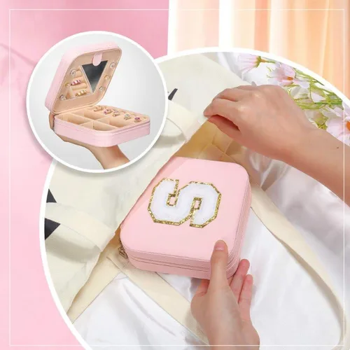 Miniatura 6 de Parima Joyero grande para niñas, joyero con inicial de viaje para niñas Caja organizadora de joyas grande Joyero de viaje organizador de joyero