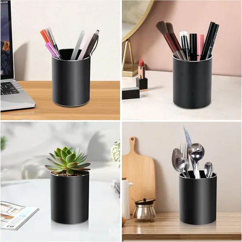 Miniatura 4 de Regalos cristianos, soporte de metal para bolígrafo, soporte de aluminio para escritorio, organizador de escritorio redondo y taza de lápiz negra