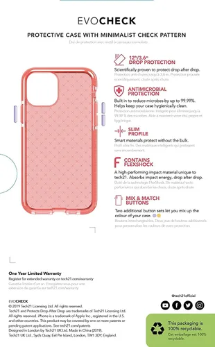 Miniatura 14 de tech21 Evo Check - Funda para Apple iPhone Coral