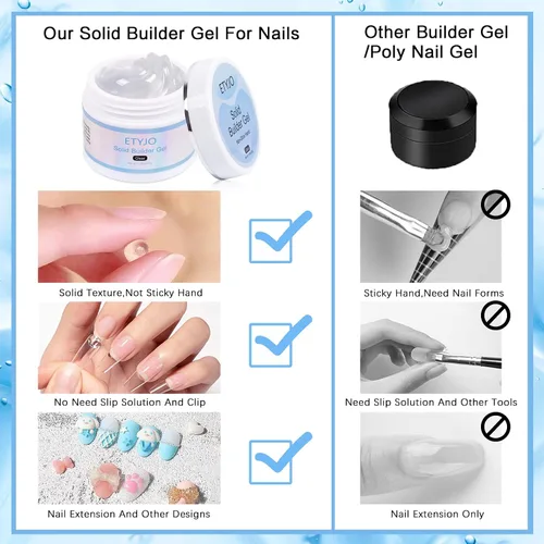 Miniatura 6 de Constructor de gel sólido para uñas, 1.76 oz de gran capacidad, transparente, antiadherente, 3D, para arte de uñas, extensión de uñas, gel duro